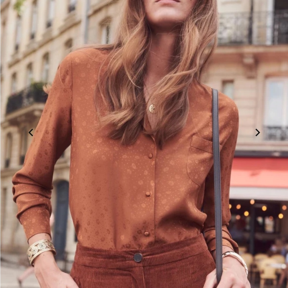 Sezane Rust Button-Up Blouse